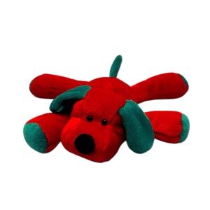 Jerry Elsner Red & Green Stuffed Dog. Pre owned